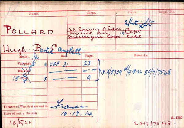 pollard medal card